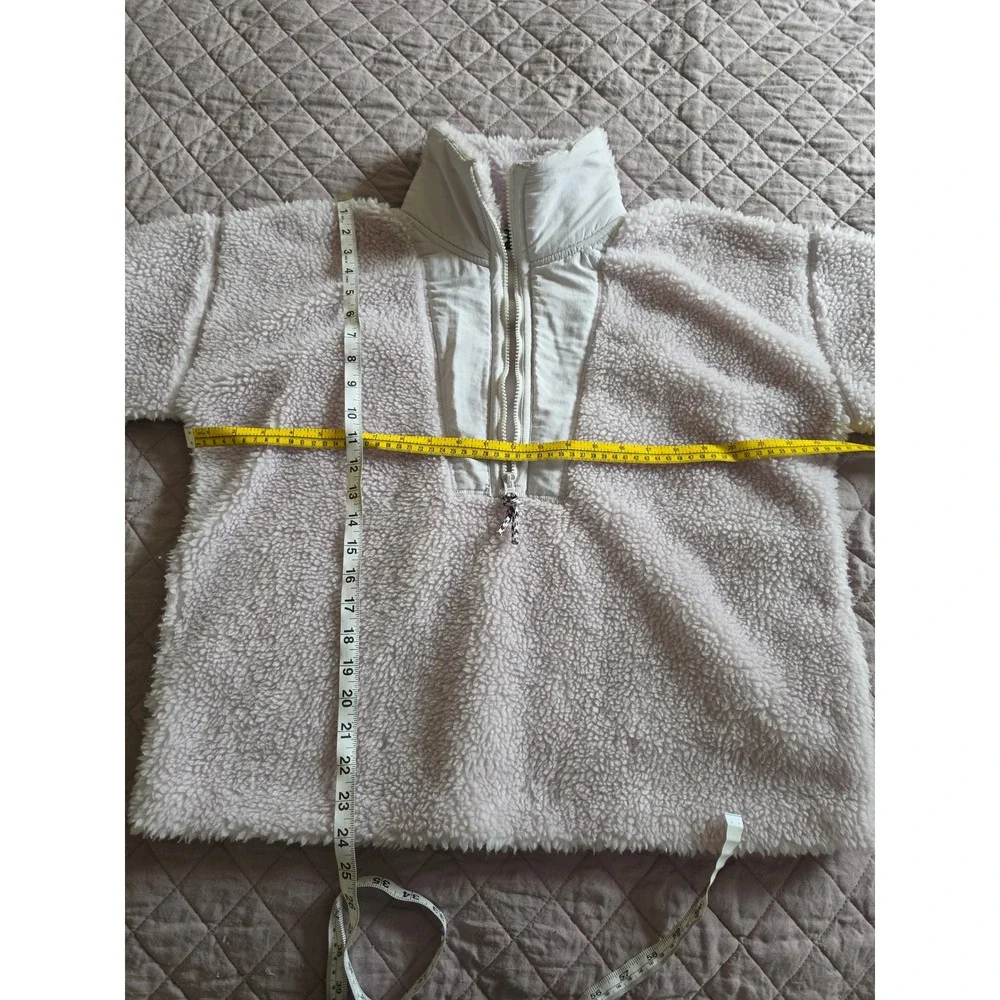 J.Crew Sherpa‎ Light Pink Lavender 1/2 Zip Chunky Cozy Sweatshirt Jacket sz M